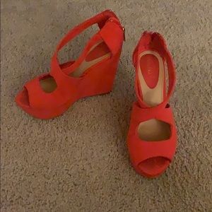 Blood Orange Wedge Heels